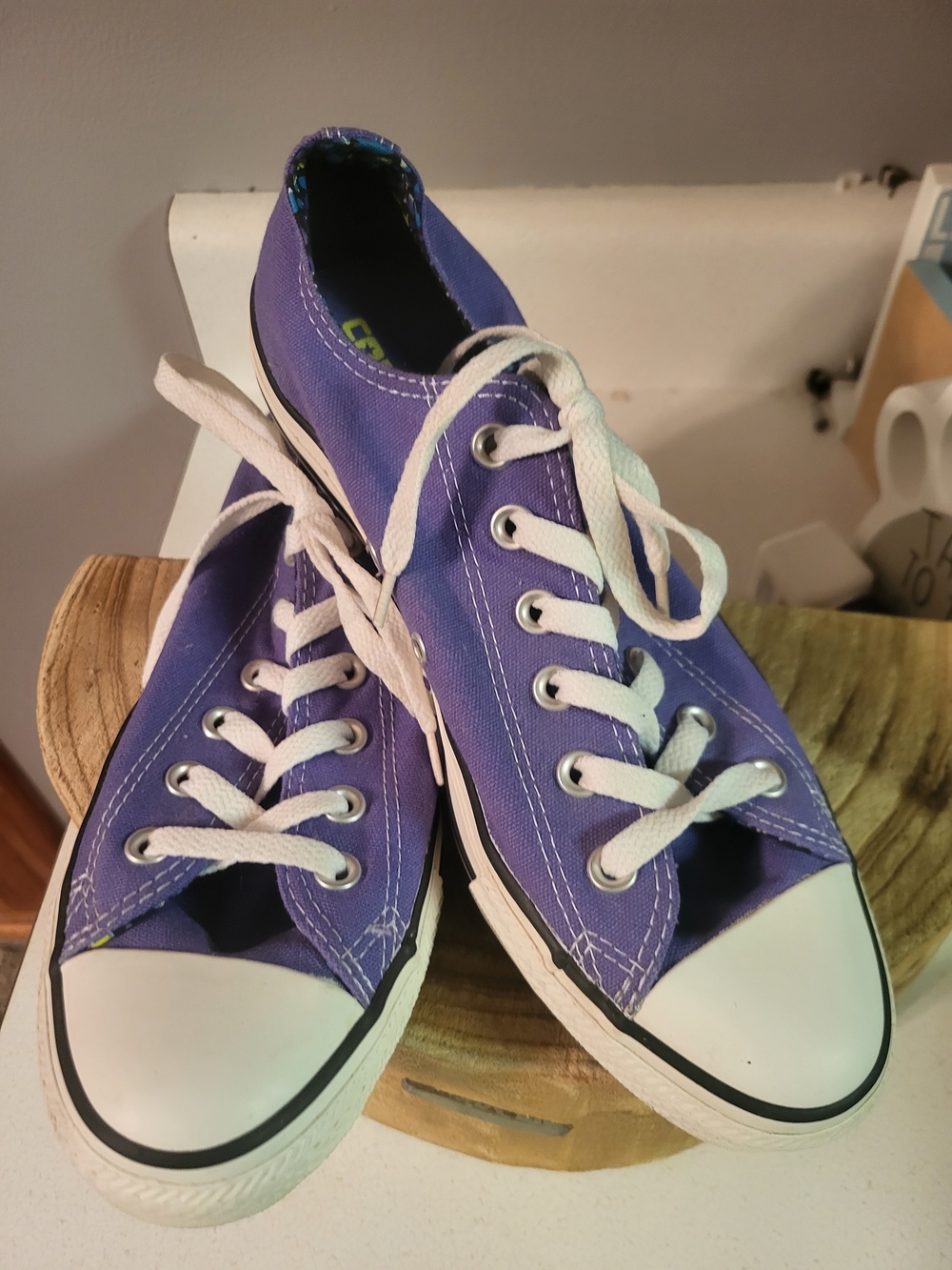 Woman's Size 9 Purple Converse Shoes - Double Tongue